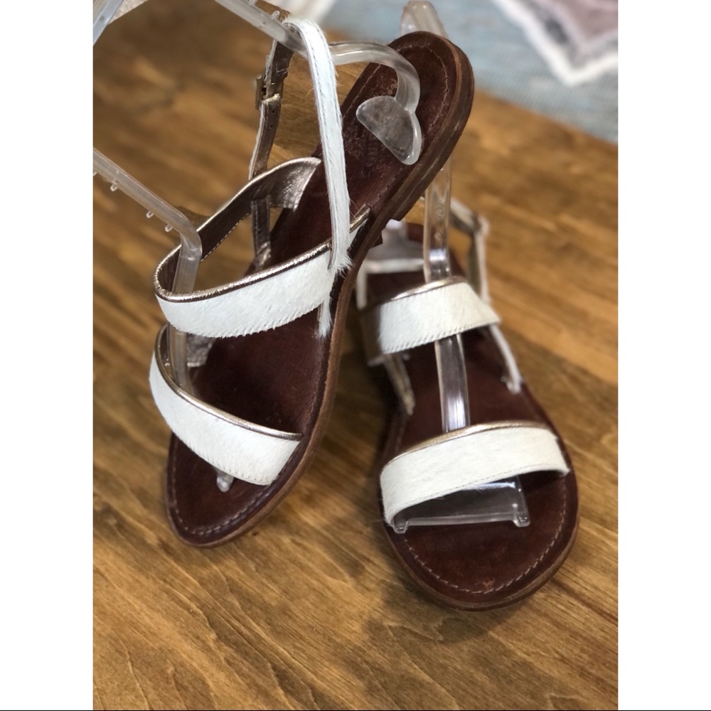 White Calf Hair FREEBIRD by Steven Sandals